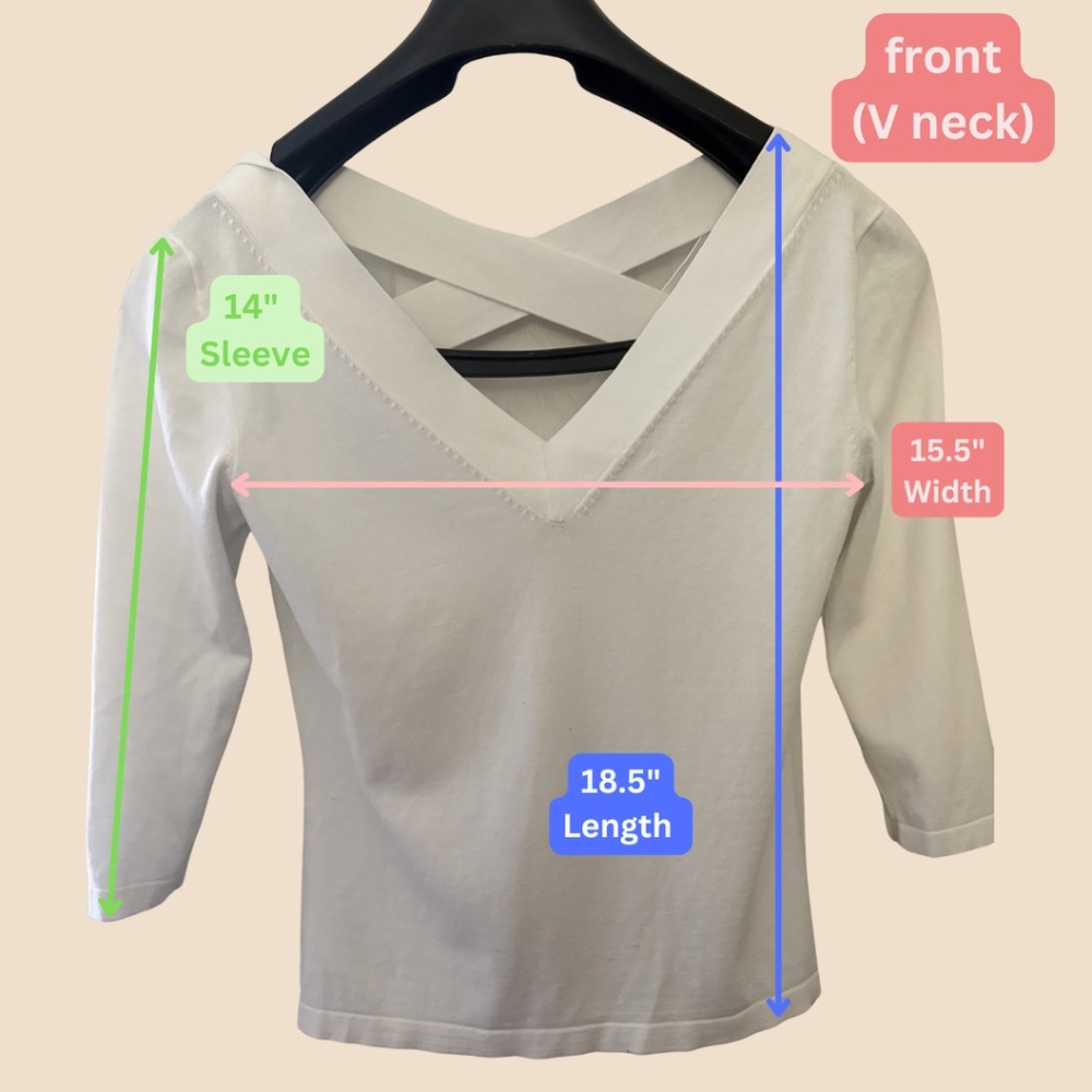 ❤️Lafayette 148 New York White Three-Quarter Sleeve Top, Size Small - Picture 2 of 6
